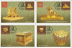 Bộ tem "Bảo vật quốc gia Việt Nam: Đồ vàng"